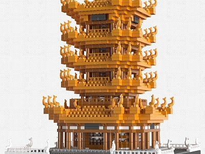 Chinese Building Blocks Building Blocks Yellow Crane Tower model