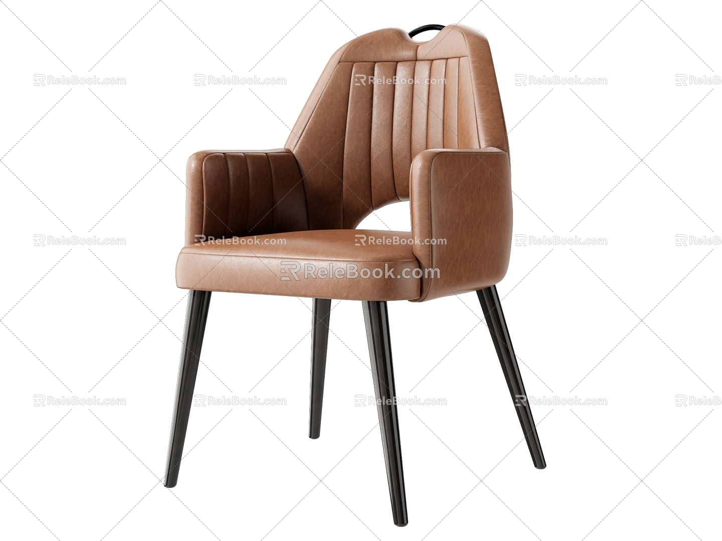 Dining Chair Single Chair Leather Wooden 3d model