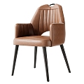 Dining Chair Single Chair Leather Wooden 3d model