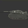 Green Armored Military Tank With Long Cannon And Tracked Wheels Design