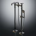 Vintage Style Freestanding Shower Faucet With Double Column And Handheld Sprayer