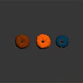 Three Colorful Fresh Pumpkins Orange And Blue Vegetables With Carved Smile Design
