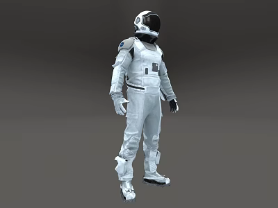 White Astronaut Spacesuit For Space Missions With Helmet And Protective Layers 3d model