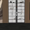 Modern Bookcase Interior Design With Glass Shelves Books And Decorative Wave Wall