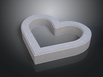 Minimalist Gray Textured Heart Shaped Decorative Frame On Dark Background 3d model