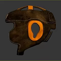 Protective Leather Helmet With Brown Orange Accents And PRO Label Design