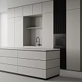 Modern Kitchen Cabinets With Marble Backsplash And Sink 3d model