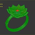 Stylish Lotus Shaped Fashion Ring With Orange Yellow Petals Green Accents And Red Blue Center