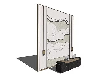 New Chinese background wall Front desk background wall 3d model