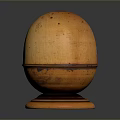 Orange Spherical Decorative Living Item With Textured Surface And Brown Base