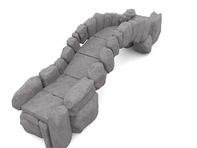 Ancient Stone Arch Bridge With Gray Stone Block And Rounded Arch Design 3d model
