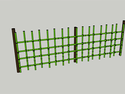 Green Bamboo Lattice Fence With Crossed Pattern For Outdoor Garden Use 3d model