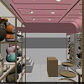 Modern Shopping Mall Store With Handbag Display Shelves And Marble Counters
