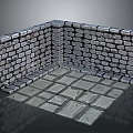 Silver Metal Blocks Corner Wall With Reflective Square Metal Plate Floor 3d model
