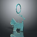 Fashion Accessory Dog Shaped Blue Gemstone Embellished Keychain with Bone Pendant for Stylish Outfits