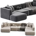 Modern Sectional Sofa With Neutral Color Options Decorative Pillows And Soft Throw Blanket 3d model