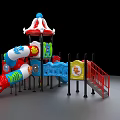 Colorful Playground Equipment with Red Blue Slides and Safe Stairs for Kids Outdoor Fun