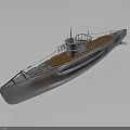 Vintage Style Submarine Featuring Wooden Deck White Hull Railing And Antenna