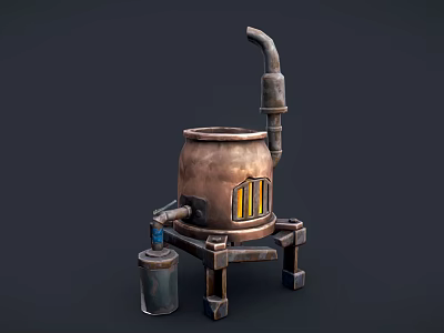 Industrial Equipment With Copper Body Curved Pipe Base Stand And Heating Element Window 3d model