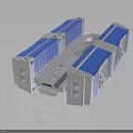 Blue And White Modular Spacecraft Model With Detailed Structural Design