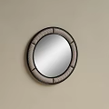 Modern Decorative Round Mirror with Woven Texture Frame on Beige Wall 3d model