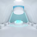 Modern White Futureistic Interior Design With Symmetrical Arched Structure And Illuminated Elements 3d model