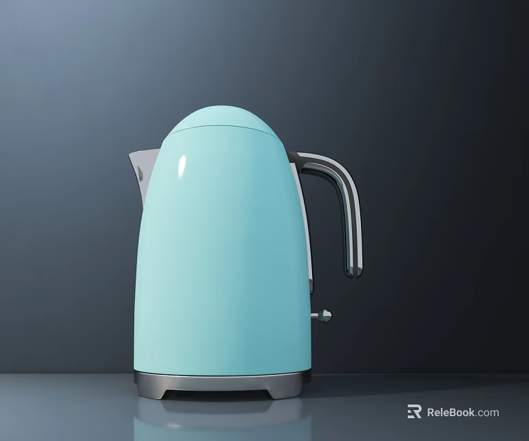 Light Blue Electric Kettle With Sleek Design And Stainless Steel Handle 3d model 