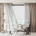 Curtain Combination Leisure Chair Single Chair Curtain Bedroom Curtain 3d model