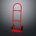 Red Metal Hand Truck With Sturdy Frame Wheels And Platform Base
