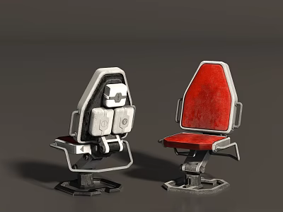 Modern Single Chair Design With Red Seat And Gray Backrest Metal Frame 3d model