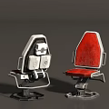 Modern Single Chair Design With Red Seat And Gray Backrest Metal Frame
