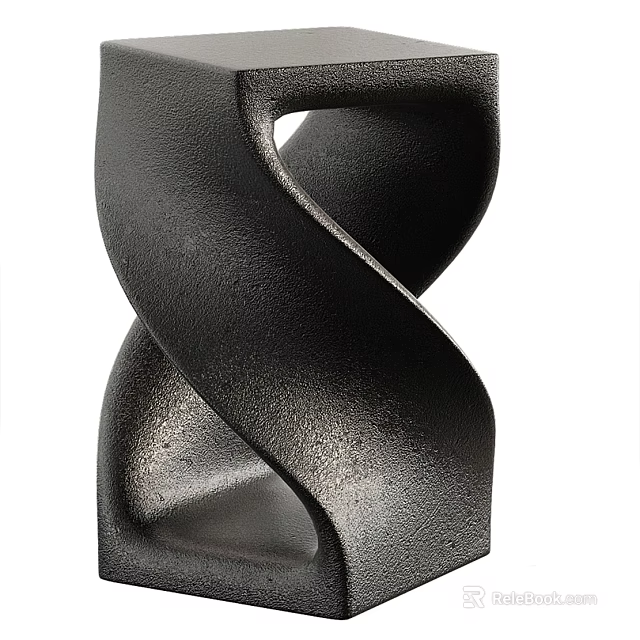 Modern Black Spiral Design Side Table With Textured Metal Surface For Contemporary Living Room 3d model 
