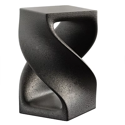 Modern Black Spiral Design Side Table With Textured Metal Surface For Contemporary Living Room 3d model