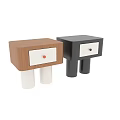 Modern Wooden Drawer Chest With White Drawer Red Knob And Cylindrical Legs