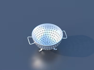 Metal Kitchen Colander With Perforated Pattern Double Handles And Three Legged Base 3d model
