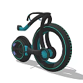 Modern Futuristic Bicycle Design With Black And Teal Large Wheels And Unique Frame