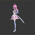 Elegant Pink Haired Princess Character In Frilly Dress With Crown White Stockings And Decorative Details