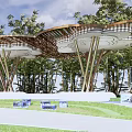 Modern Pavilion Clouds Shape Letter Double Head Pavilion 3d model