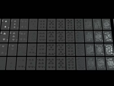 Playing Cards Arranged On Black Background With Various Suits And Numbers 3d model