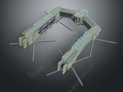 Advanced Space Station Modular Structure With Orbital Support Beams And Components Design 3d model