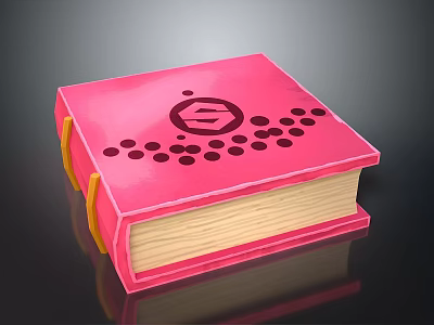 Pink Decorative Notebook With Black Pattern And Yellow Straps For Daily Use 3d model