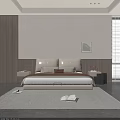 Modern Light Colored Double Bed With Upholstered Headboard Throw Blanket Nightstand And Bright Room Blinds