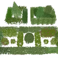 Trimmed Shrubs In Various Shapes With Colorful Blooms For Landscape Design