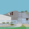 Modern Commercial Street With Shopping Mall Contemporary Architecture And Pedestrian Plaza