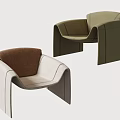 Modern Accent Chairs In Brown Beige Olive Green Upholstered Fabric With Sleek Curved Lines