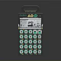 Electronic Circuit Board With Control Buttons Knobs Display Screen And Green Indicators