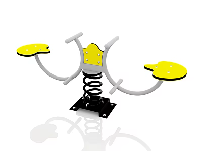Outdoor Fitness Equipment With Three Yellow Seats Gray Frame And Spring Base 3d model