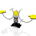 Outdoor Fitness Equipment With Three Yellow Seats Gray Frame And Spring Base