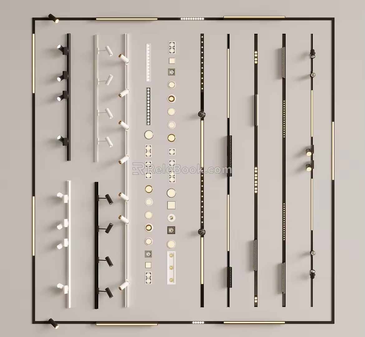 Modern track spotlight embedded magnetic attraction lamp linear lamp steering spotlight open-mounted downlight bucket lamp downlight 3d model