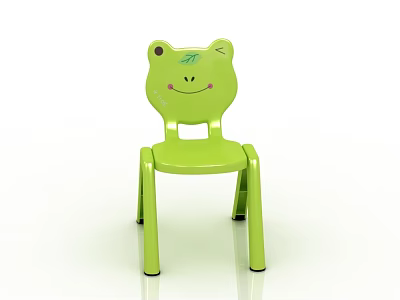 Green Frog Shaped Kids Chair With Smiling Face And Cute Backrest Design 3d model